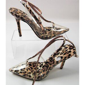 JLO by Jennifer Lopez Women's Animal Print Clear Ankle Strap Heels Size 7